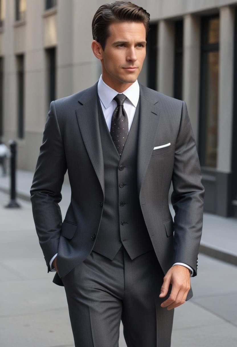 Three piece charcoal suit (1)